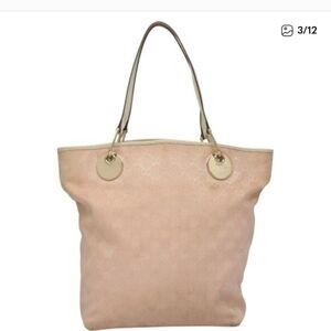 Gucci Canvas Tote in Soft Pink and Gold